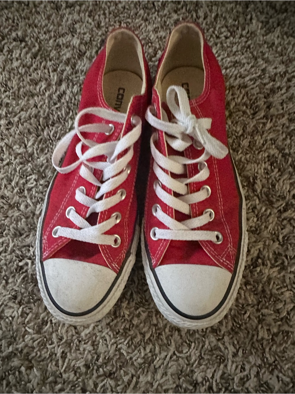 Converse Red Canvas Low-Top Sneakers with White Trim